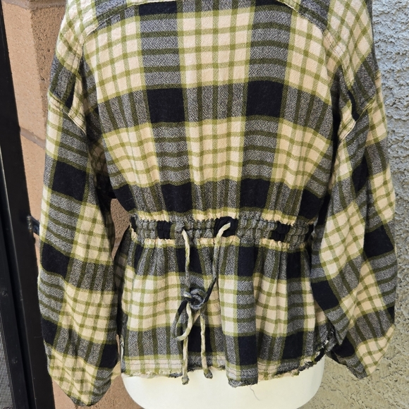 We The Free Wool Blend Plaid Peplum Snap Button Blouse - Picture 8 of 11